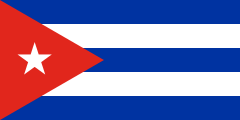 5 blue-white stripes, red triangle, white star