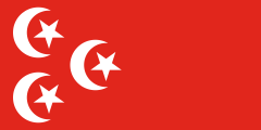 red, three white crescents-and-stars