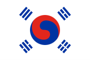 white, red-blue taeguk, four blue trigrams