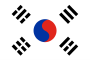 white, red-blue taeguk, four black trigrams