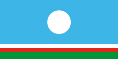 blue, white circle, three small white-red-green stripes