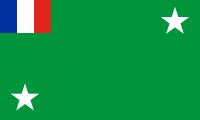 green, two white stars, French flag
