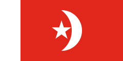 red, thick white stripe, white crescent and star